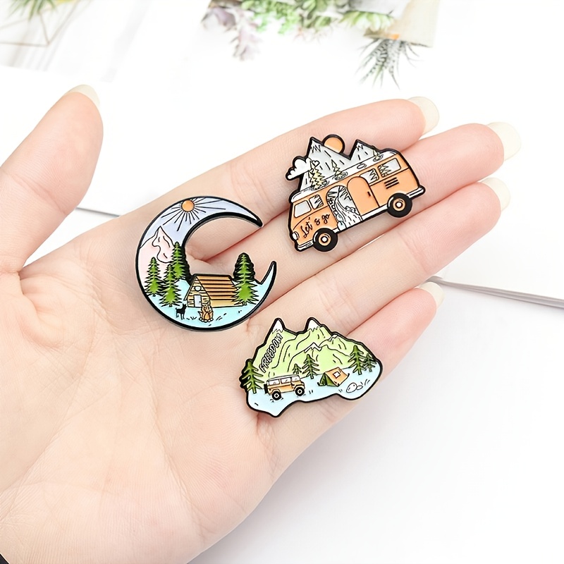 Moon Mountain Bus Cartoon Brooch