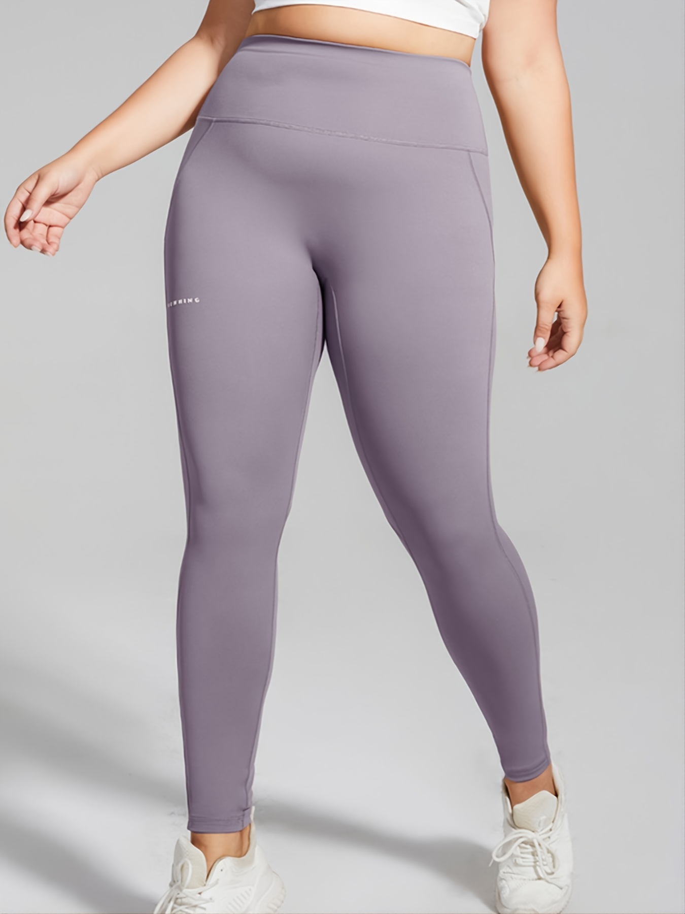 Plus Size Solid High Stretch Quick Dry Sports Leggings - Temu