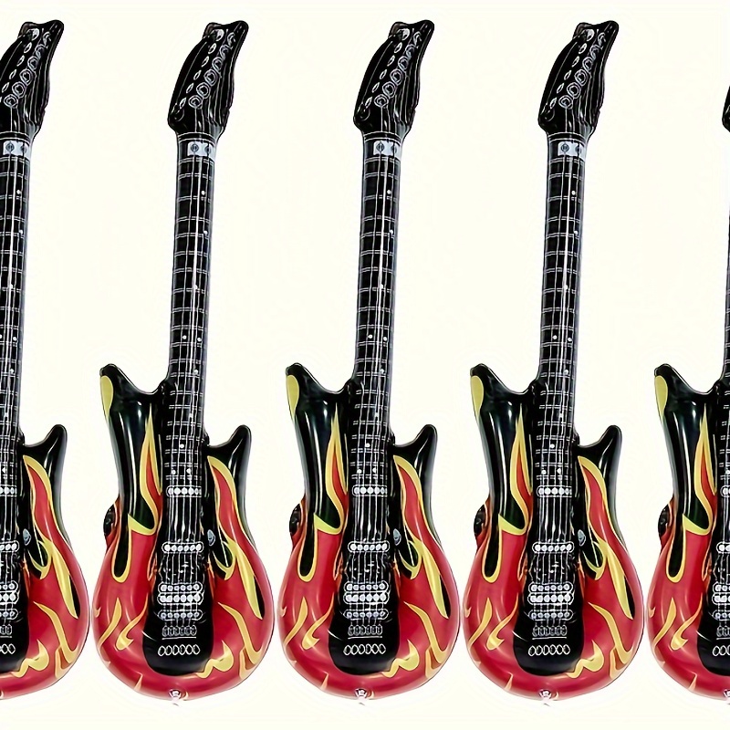 

5-pack Giant Inflatable Flame Guitars - 36.6" Rock Music Party Balloons, Perfect For Birthday & Theme Parties, No Power Needed