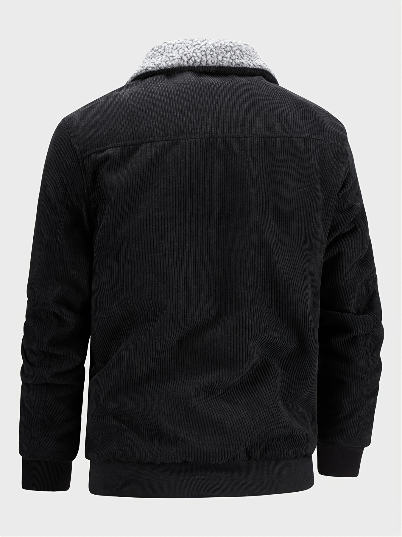 autumn winter new mens old fashioned corduroy fleece jacket christmas gifts black 1