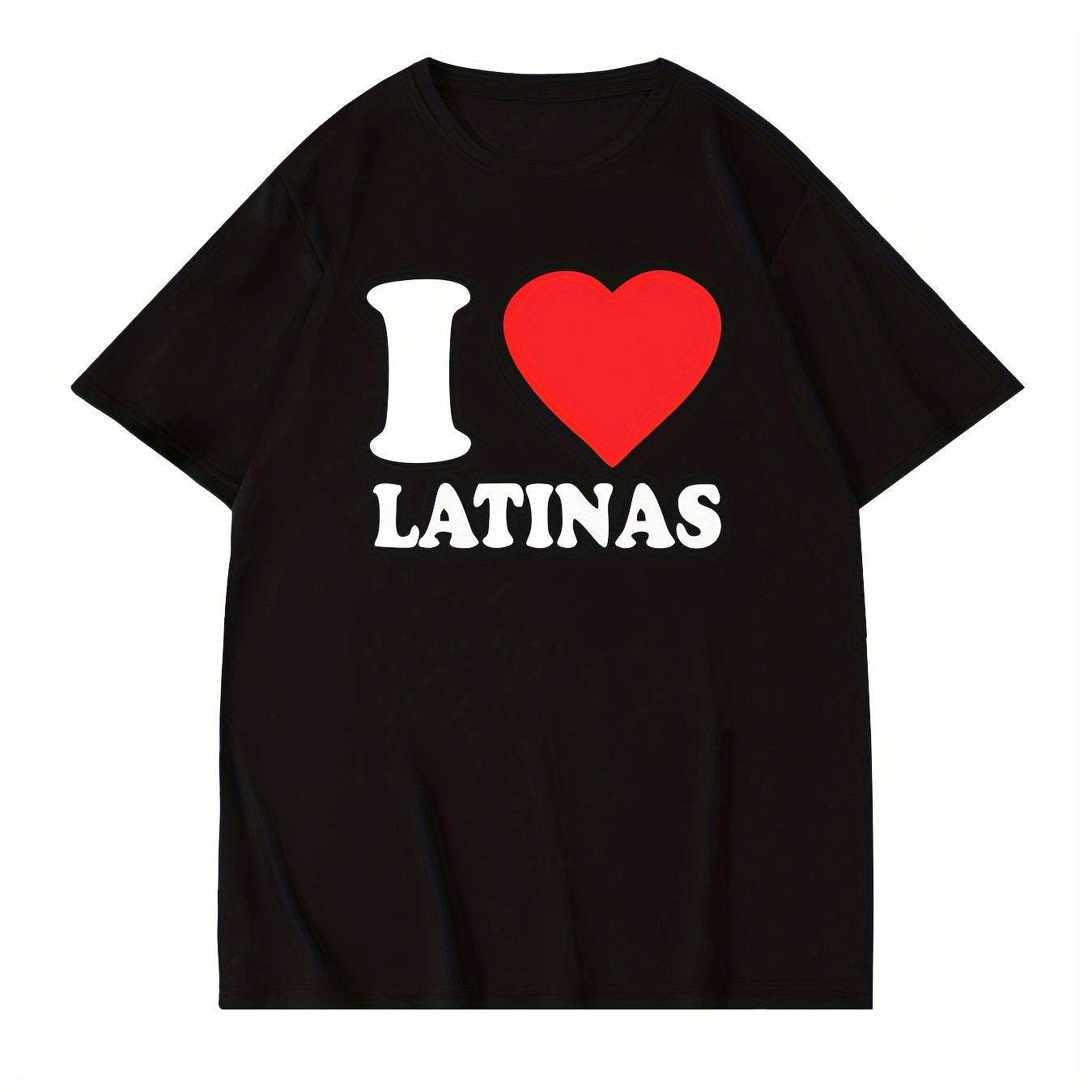 

I Love Latinas Print T Shirt, Tees For Men, Casual Short Sleeve T-shirt For Summer