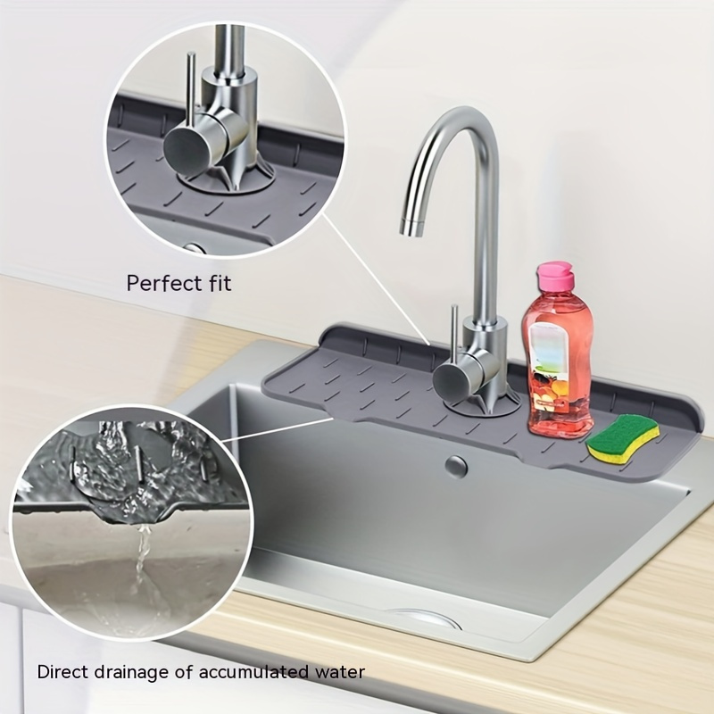 Silicone Drain Mat Kitchen Silicone Sink Faucet Mat Sink Drain Mat Behind  Bathroom Faucet Splashproof Sink Mat
