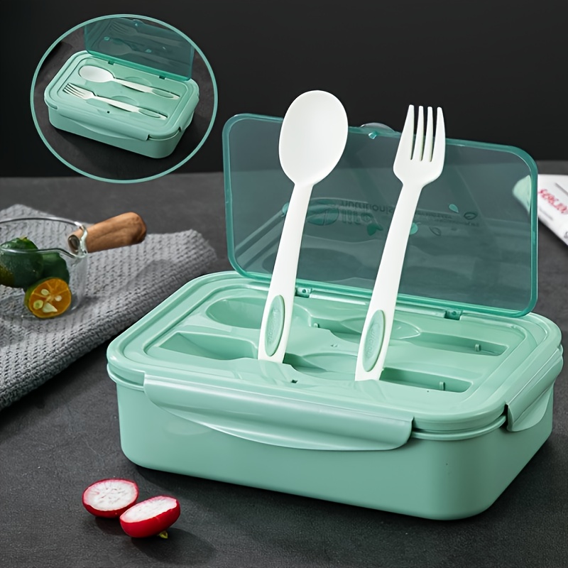 Lunch Box, With Cutlery Set, 3 Compartments Bento Box, Reusable Plastic Food  Container, Student Office Worker Indoor Outdoor Lunch Box, For Women Men,  Kitchen Accessories, Household Items - Temu