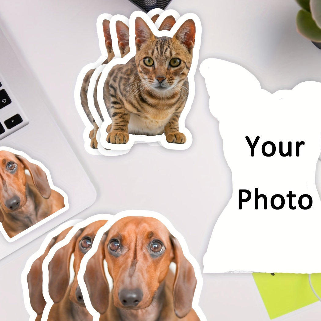 

Custom Pet, Baby, And Friend Photo Stickers, Self-adhesive Semi-matte White Paper Stickers With Glitter, Theme, Single-use, Round Shape For Plastic Surfaces, Weddings And Gifts