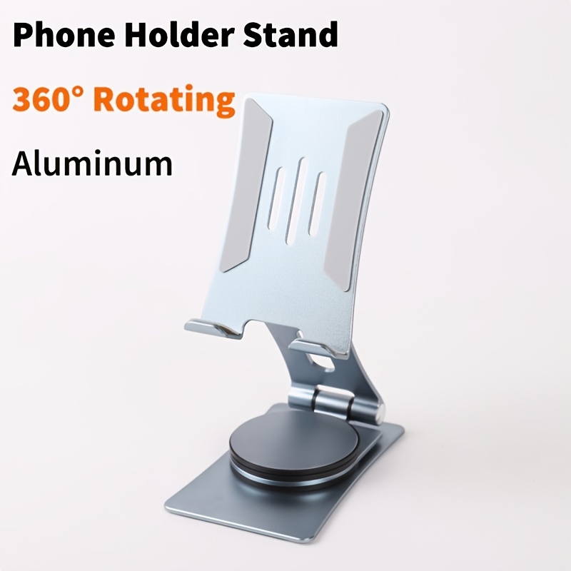 TEMU Phone Holder Stand: 360 Rotation, Aluminum, Adjustable Height & Angle