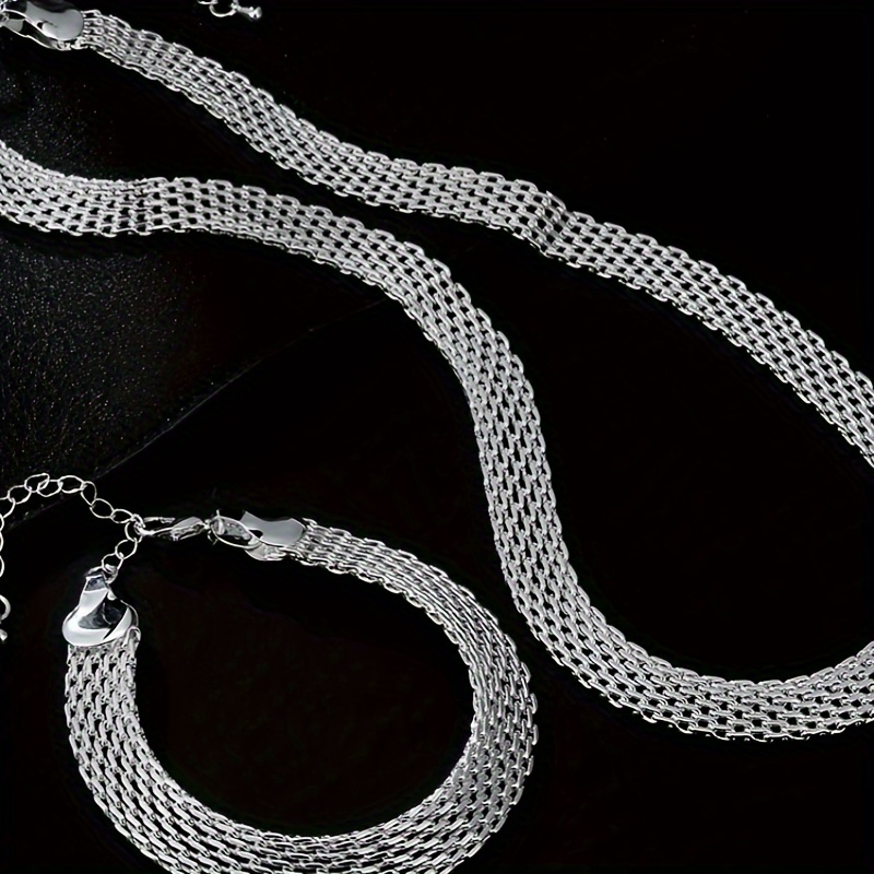 

1pc 925 Sterling Silver Chain, 50cm Woven Jewelry Making Chain For Necklace And Bracelet Crafting, Fashion Jewelry Gift