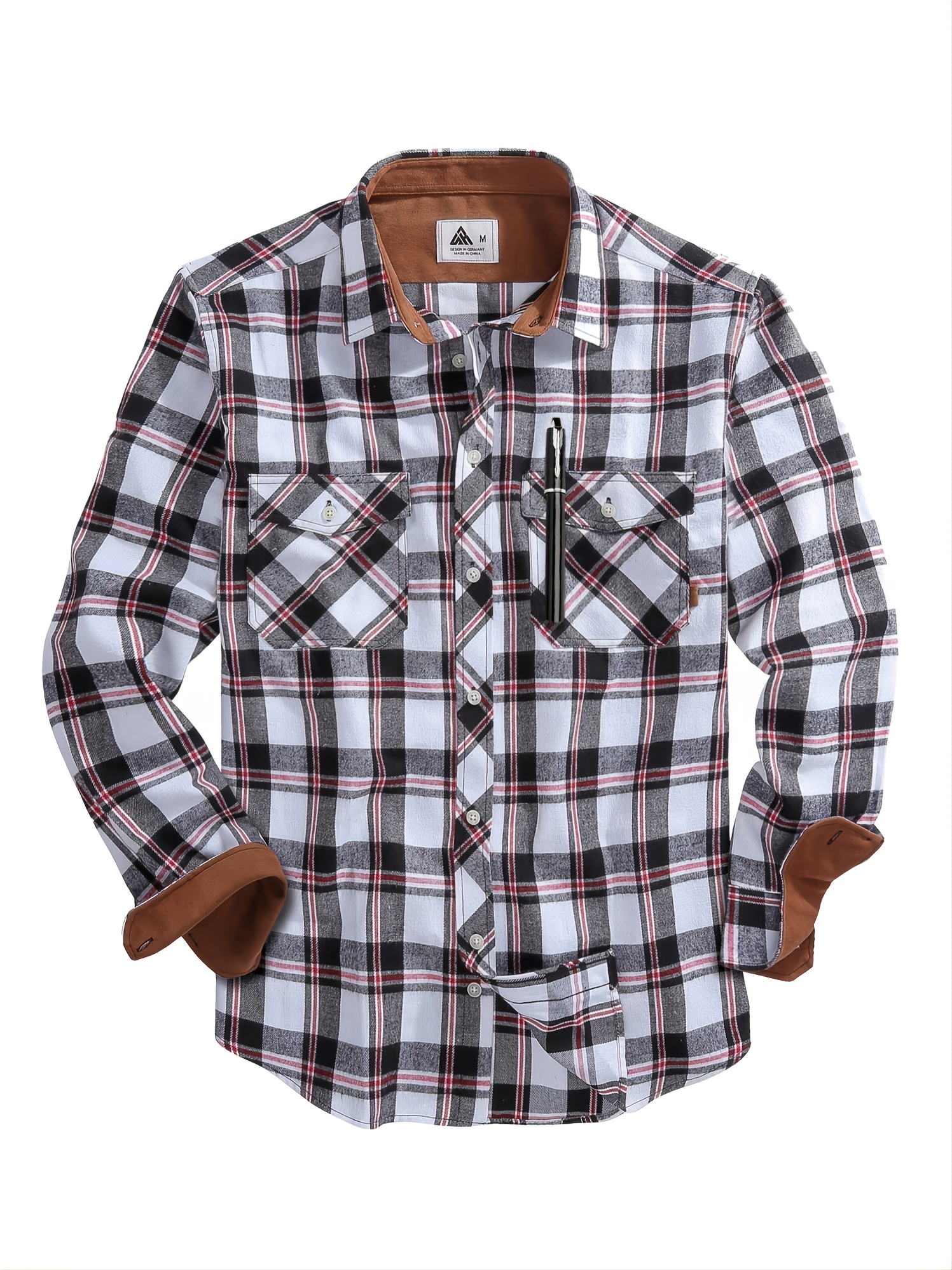 Men's Long Sleeve Shirts Winter Casual Flannel Plaid Button - Temu