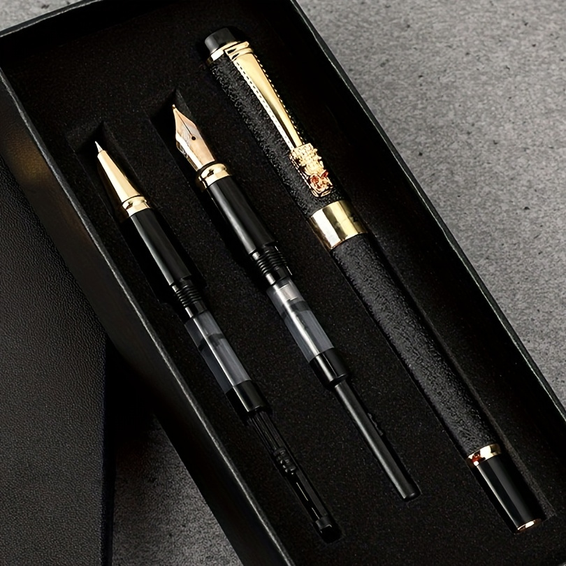 

3pcs Matte Metal Fountain Pen Set With Iridium Nibs 0.38mm/0.5mm/1.0mm - Elegant Writing Instruments For Business, Daily Use & Calligraphy Practice - Ideal Gift For Writers And Professionals