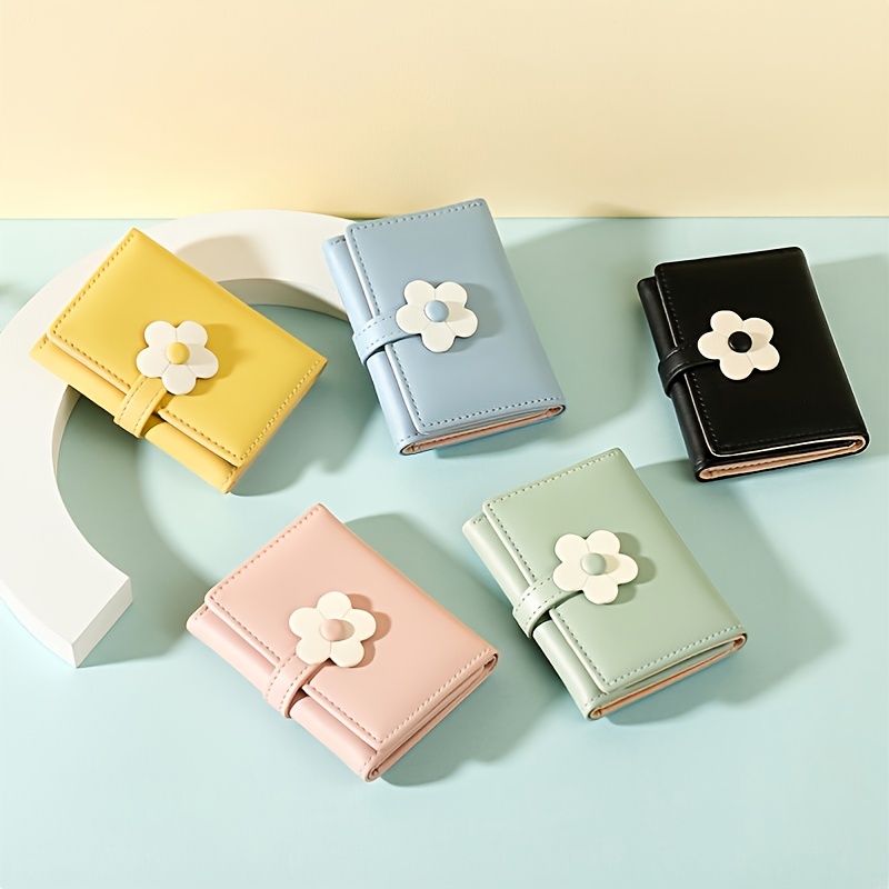 Womens Cute Flower Decor Small Wallet Tri Fold Multi Card Slot Coin Purse -  Bags & Luggage - Temu Germany