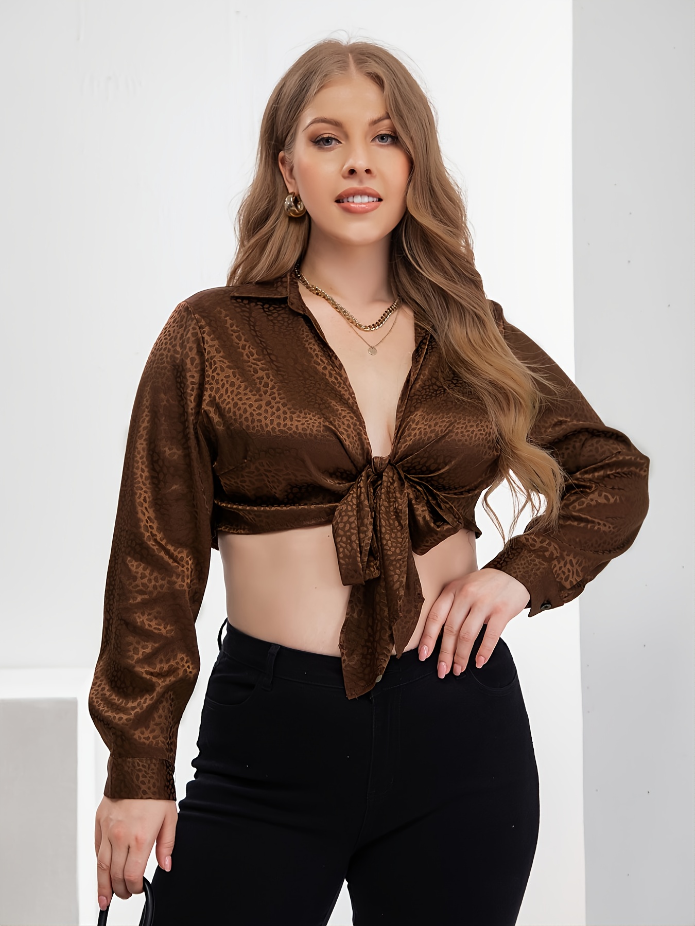 Womens Plus Size Polyester V Neck Sexy Blouse - Temu