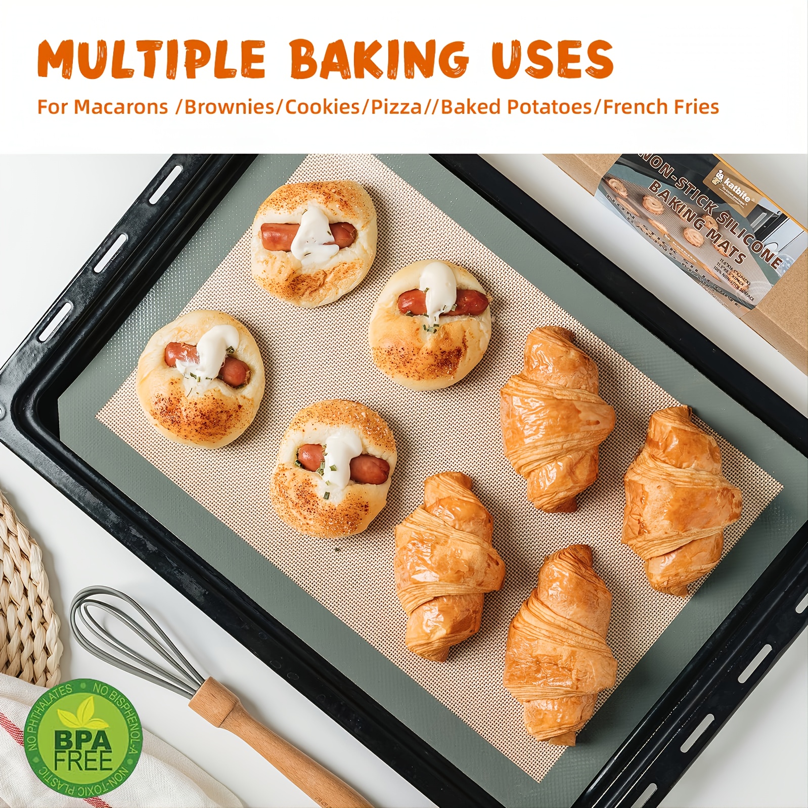 Silicone Baking Mats-Non Stick Cookie Sheet Macaron Mat Liner for Bake Pans & Rolling,Perfect Bakeware for Bread Making Pastry Cake Brioche Pizza