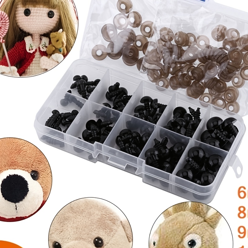 

100pcs Black Plastic Safety Eyes - Perfect For Bear Dolls, Puppets & Plush Animals