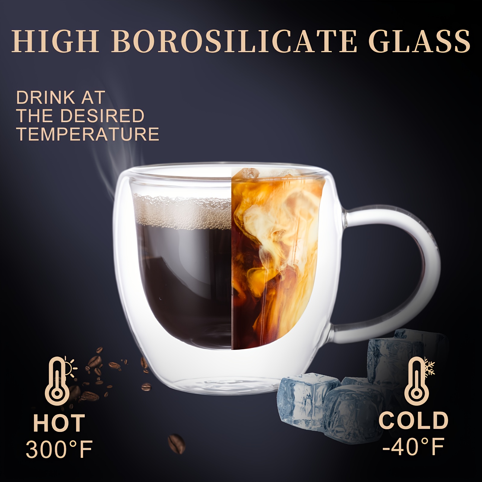 Espresso Cups, Glass Espresso Coffee Cups, Small Espresso Mugs With Handle,  Clear Shot Glasses For Hot Or Cold Latte, Tea, Gift For Espresso Lovers,  Microwave Safe - Temu
