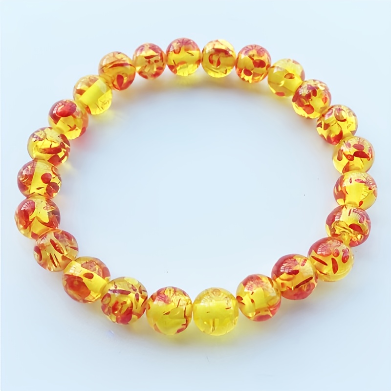 Men's Amber Crystal Beaded Bracelet