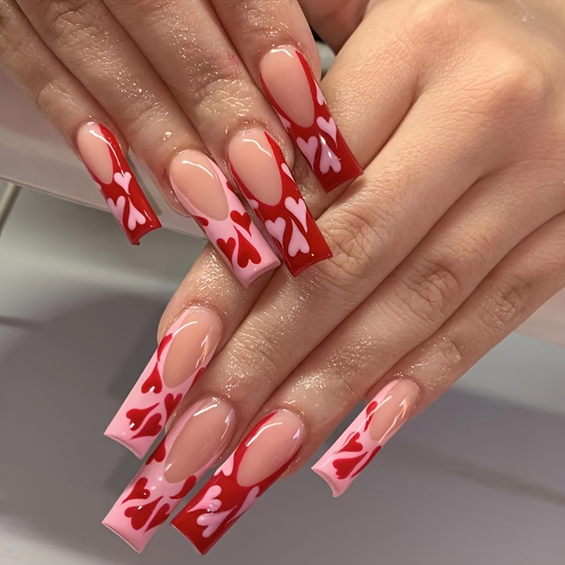 Gradient Ballerina Press On Nails With Wave And Star Designs,long Coffin  Fake Nails With Rhinestones,glossy False Nails For Women And Girls, - Temu