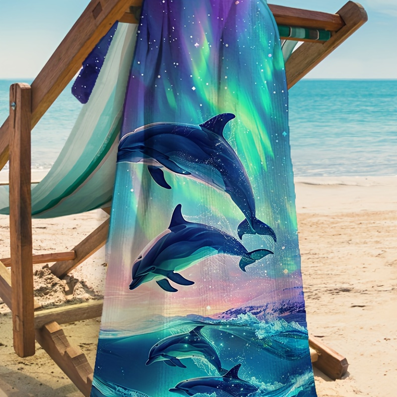 

1pc Insulation Blanket Beach Towels Lightweight Thin Towels For Swimming Beach Camping Dolphin Pattern Blanket 29inch X 58inch