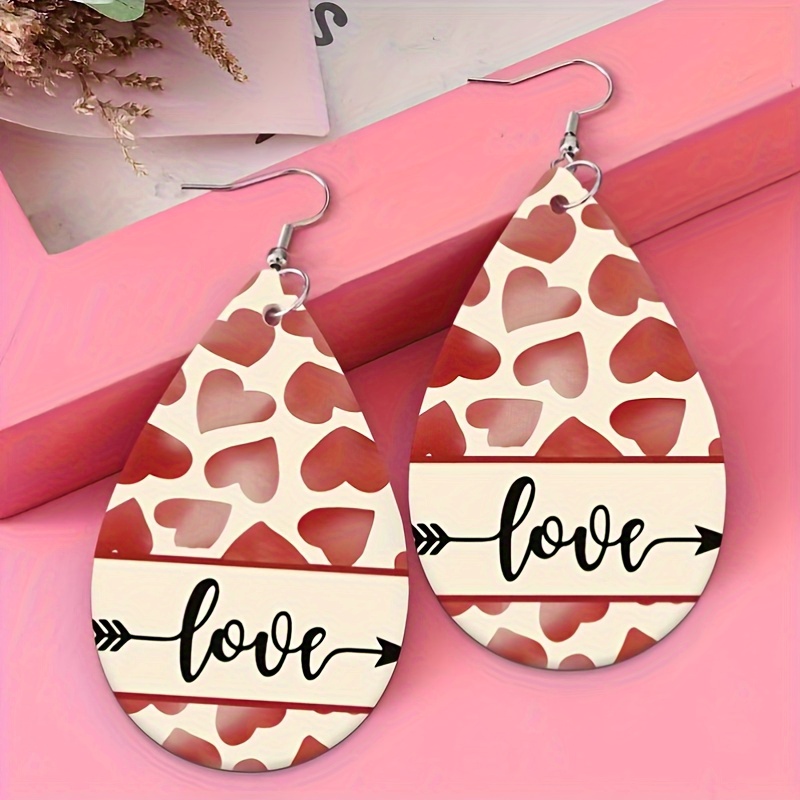 Valentine’s Day Hearts Faux Leather Earrings