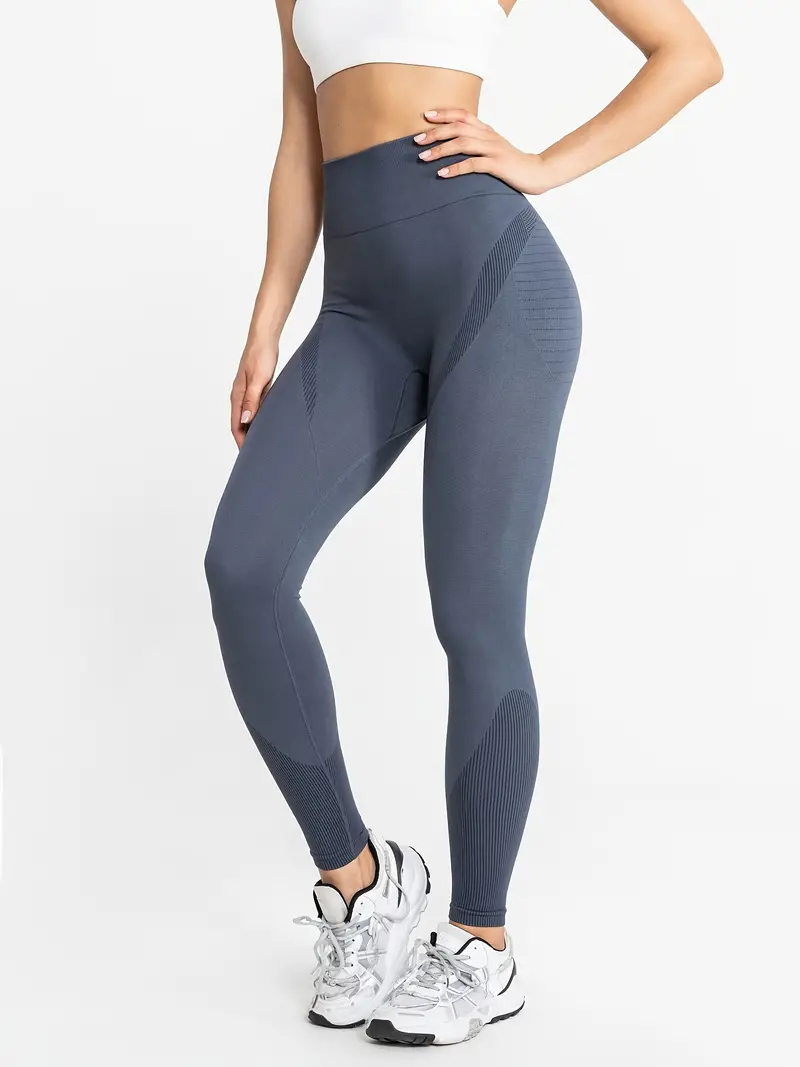 Seamless Workout Yoga Leggings Solid Color High Waisted - Temu Canada