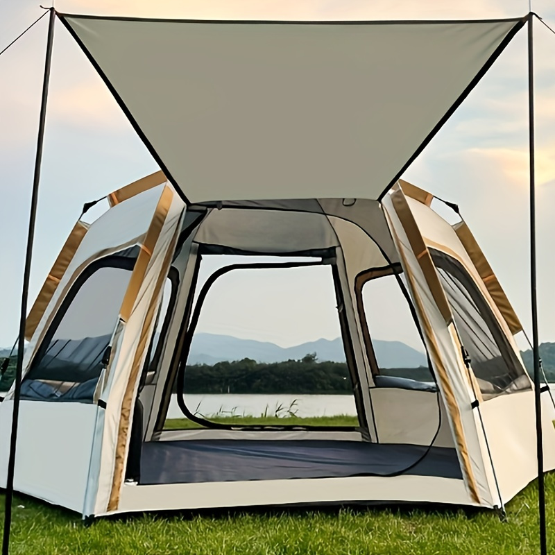

Fiberglass Pole, 210d Silver-coated Oxford Automatic Tent, Rainproof, Sunproof, Ventilated, Hexagonal Tent, Portable Folding Outdoor Camping Tent