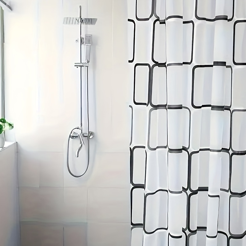 

Chic Black & White Checkered Shower Curtain - Waterproof Peva With Metal Grommets, Includes Hooks For Easy Hanging