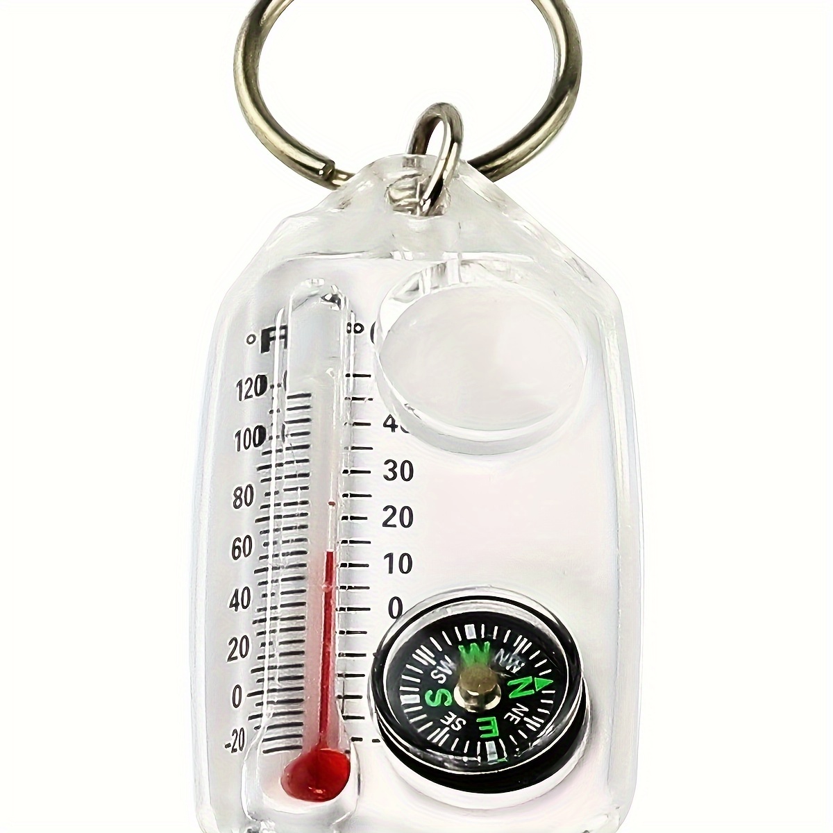 

3-in-1 Mini Keychain Compass, Thermometer, Magnesium Free/ Free, Suitable For Travel, Hiking, Camping, And Outdoor Exploration