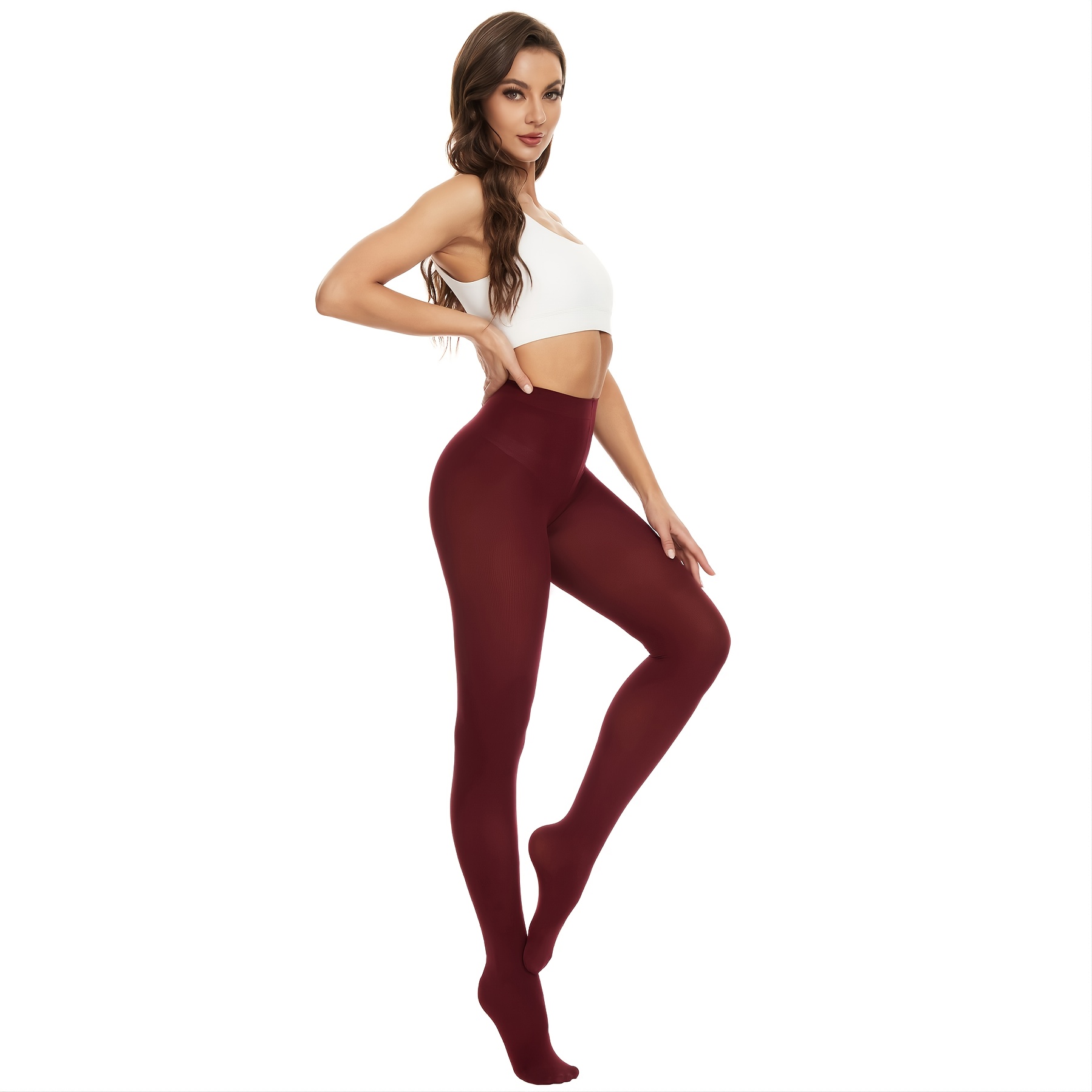 80 Denier Opaque Tights: Burgundy / 16-18: XL – Doll Factory by