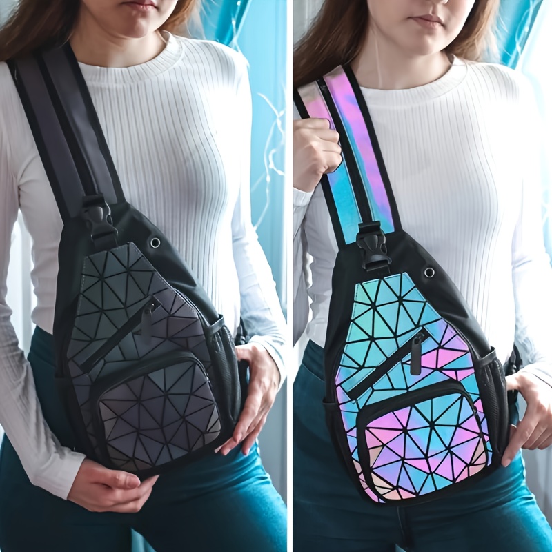 Geometric Luminous Backpack, Holographic Reflective Bag, Women's Large  Capacity Crossbody Bag - Temu South Korea