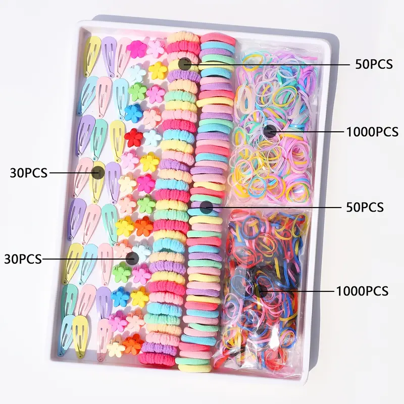 Temu 74pcs-2160pcs Children's Jewelry, Princess Hair Ties + Hair Clips, Gift Boxes for Girls, Hair Accessories Sets,$2.59,free returns&free ship,Plastic