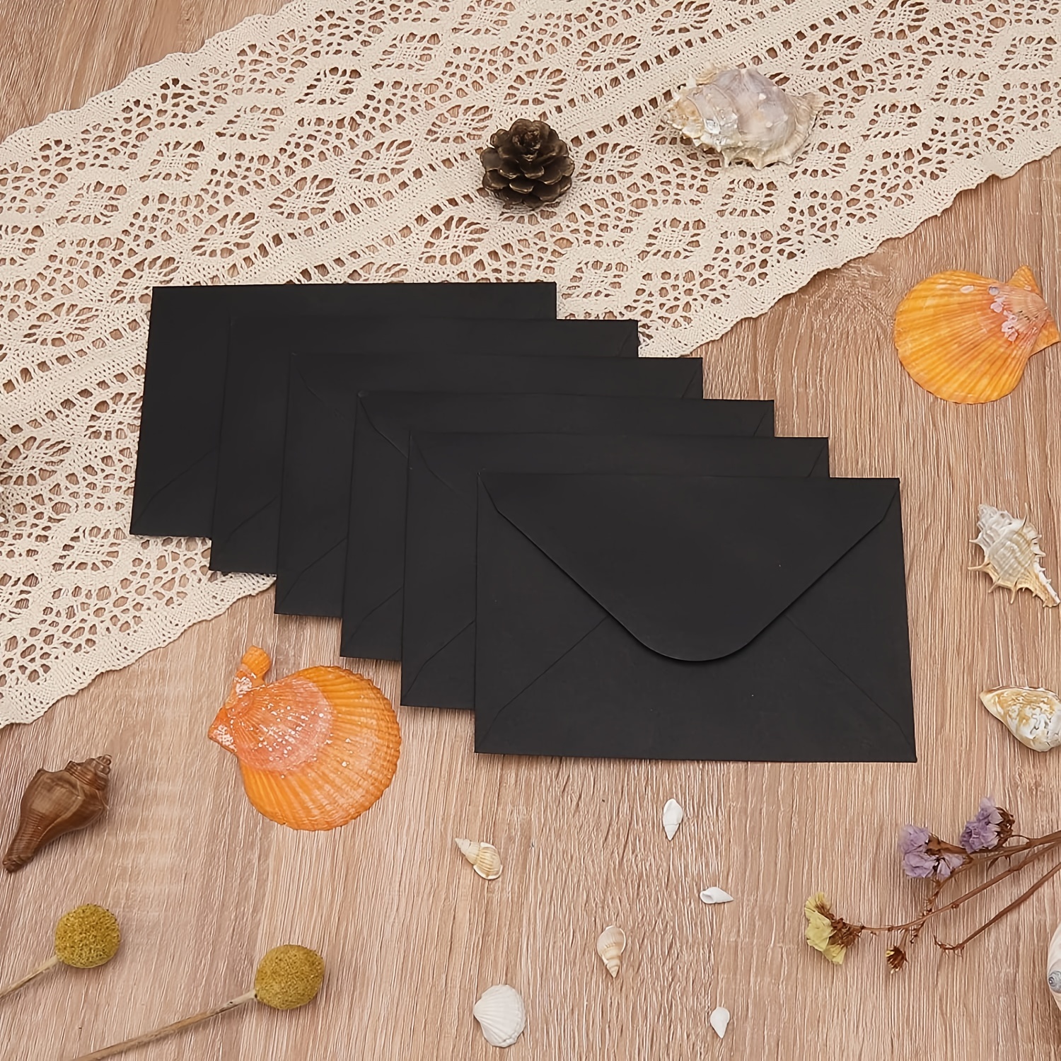 Sobres de tarjetas de regalo negros, mini sobres de 4 x 2.75 pulgadas,  sobres pequeños de papel kraft para tarjetas de boda, tarjetas RSVP,  tarjetas