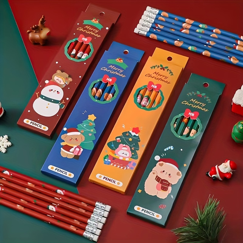 12 color Bucket Christmas Colored Pencil Set Cartoon Cute - Temu