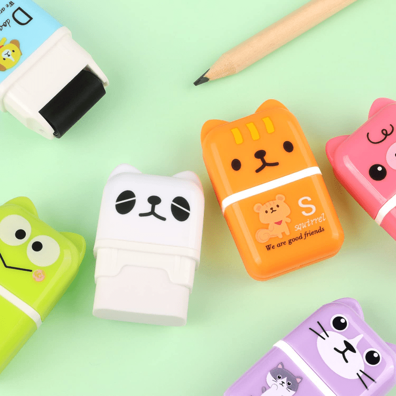 Colorful Cute Portable Rubber Eraser Stationery Pencil Eraser Kids Students  Art Drawing Erasers with Protection Box Creative Mini PVC Rubber Pencil  Eraser for Children Stationery Gift Toy Office
