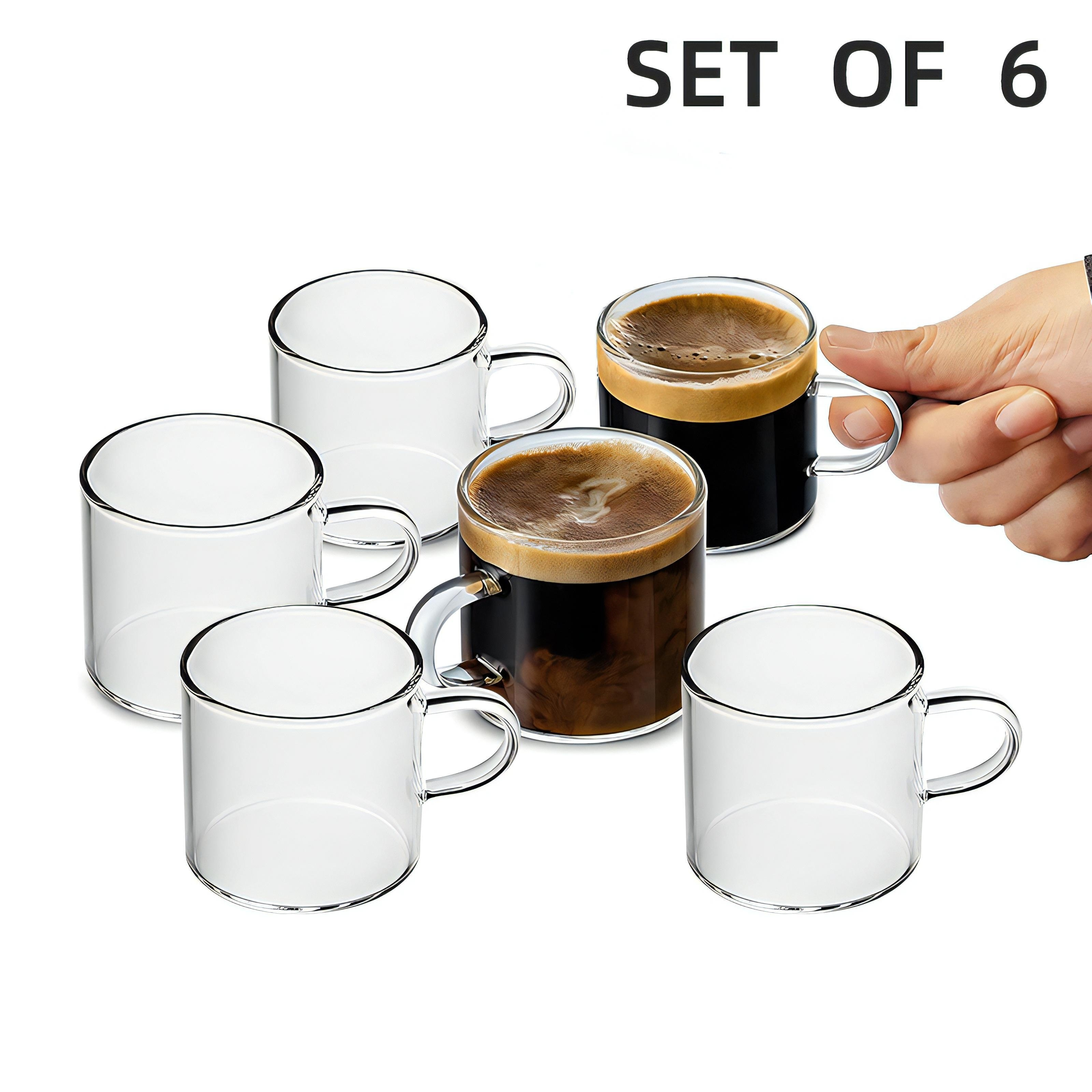 Tazas de café expreso de 4 onzas – Juego de 2 tazas transparentes aisladas  con asa – Taza Demitasse italiana de doble pared – Vasos de chupito de café
