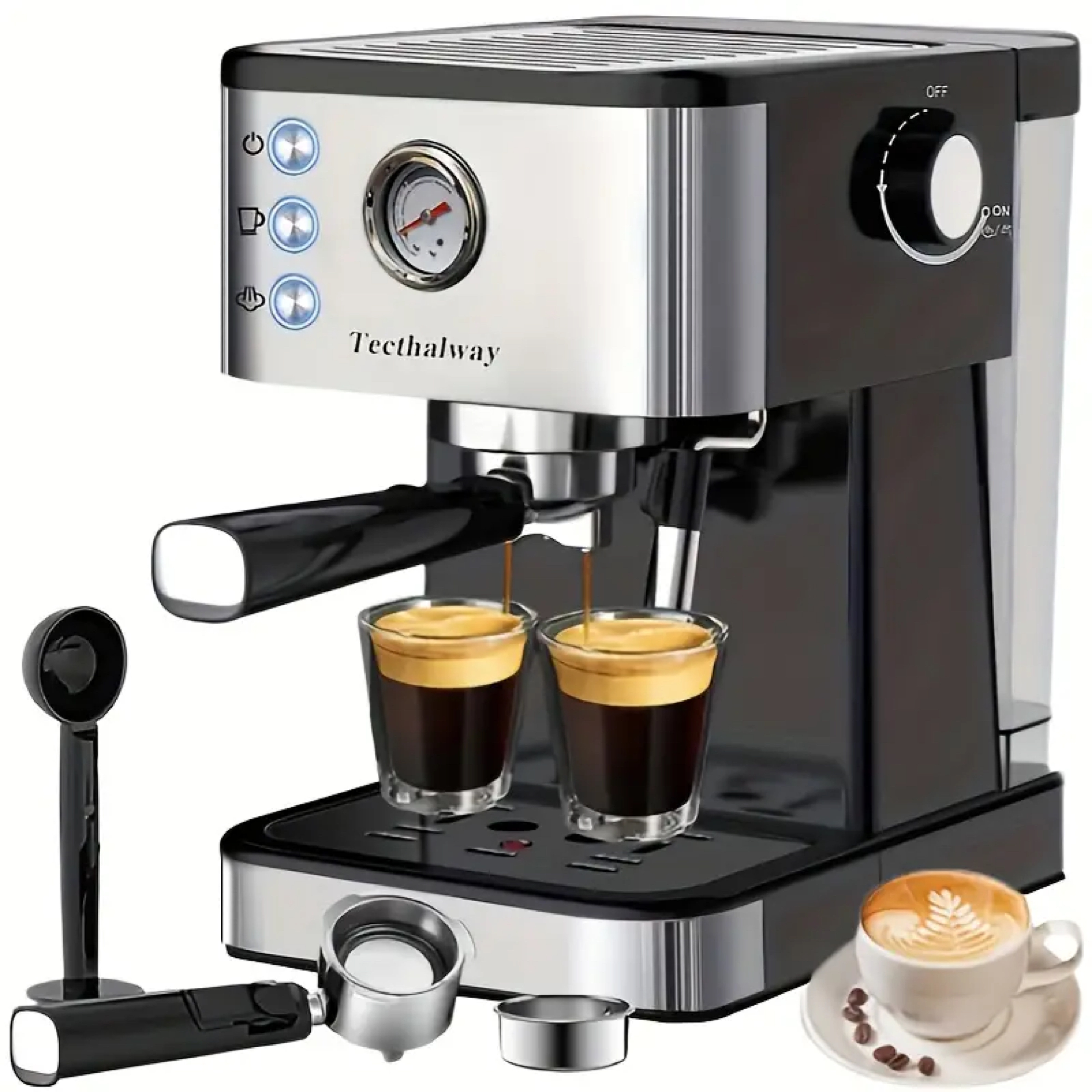 Bonsenkitchen Espresso Machine 15 Bar Expresso Coffee Maker with Milk  Frother Wand, Fast Heating Automatic Coffee Machines for Espresso,  Cappuccino Latte and Ma…