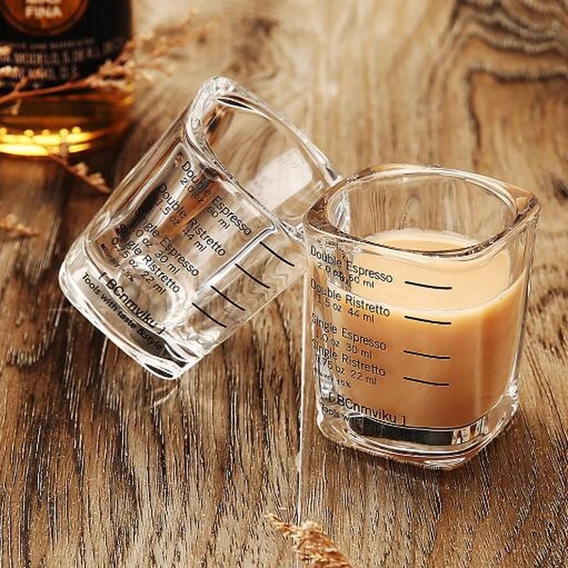 Double Spout Espresso Shot Glass with Glass Handle 70ml Carafe