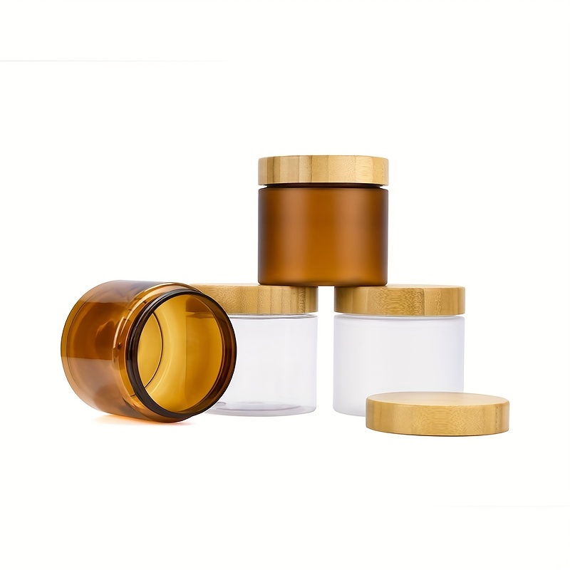 2PCS 120ML 4 oz Large Capacity Empty Refillable Brown Glass Face Cream  Storage Packing Jar Pot Bottle With Black Cap For Cosmetic Make Up Sample  Lip