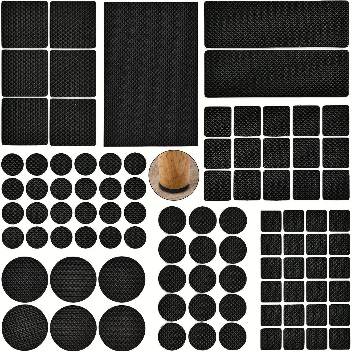 X-Protector Rubber Sheet - 4 Pcs Rubber Pads 4 x 5 - Black Non Slip Pad - Universal Anti Skid Pads - Self-Adhesive Rubber Grips - Premium Rubber