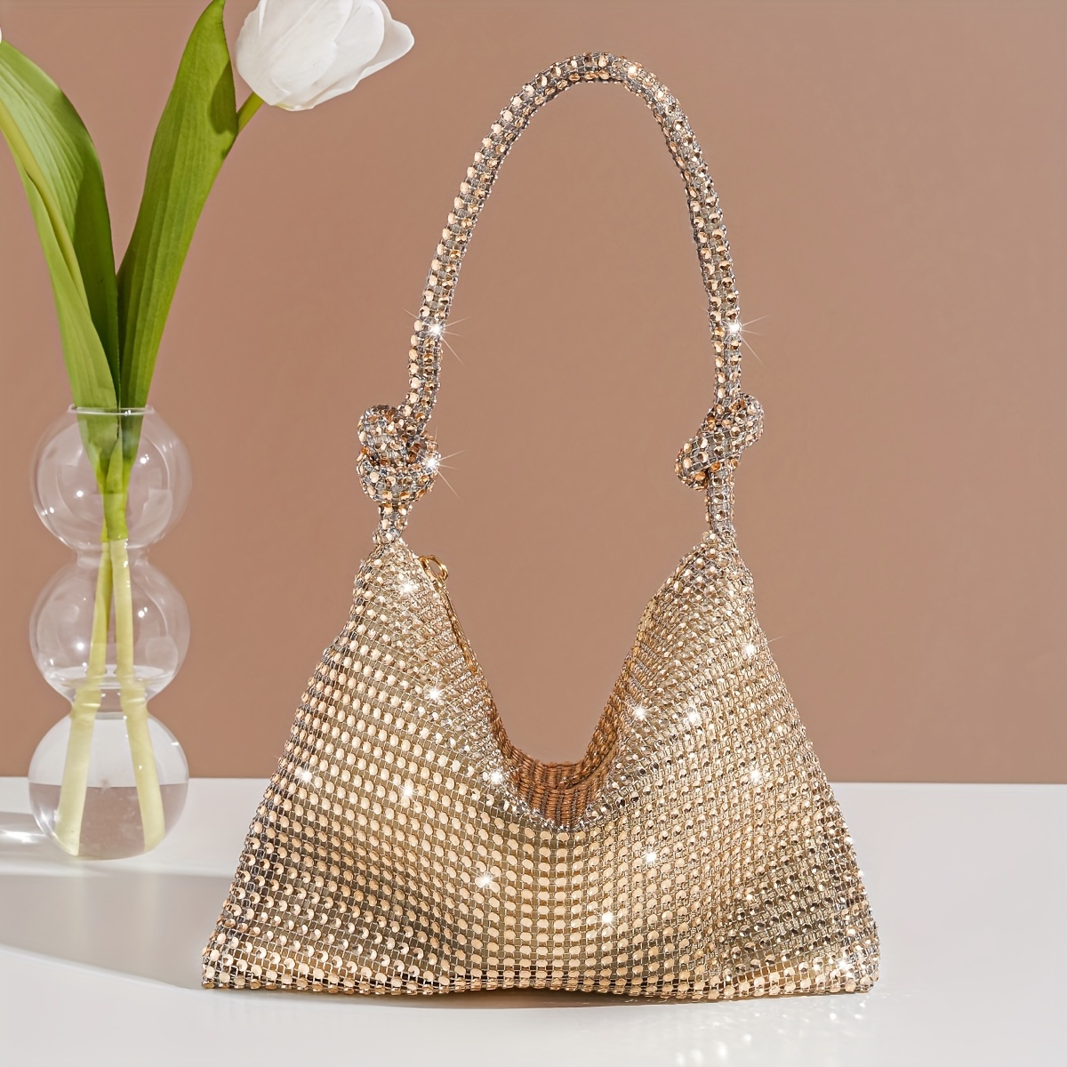 Rainbow Gradient Drawstring Metal Chain Crossbody Bag, Rhinestone Glitter Bucket  Bag Purse, Versatile Fashion Evening Bag - Temu Belgium