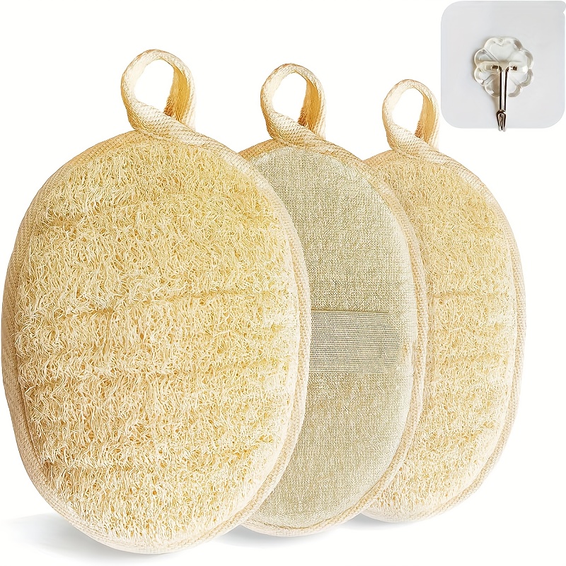100% Natural Exfoliating Loofah Back Sponge Scrubber with Long Wooden  Handle Stick Holder Body Shower Bath Spa Pack of 2 Luffa Loofa 2 Count  (Pack of 1)