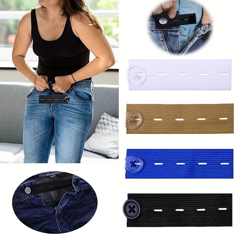 Shiny Rhinestone Invisible Adjustable Waist Cincher Button Pin Waist Size Reducer Clip Belt Pants, Trousers Accessories for Women Girls,Temu