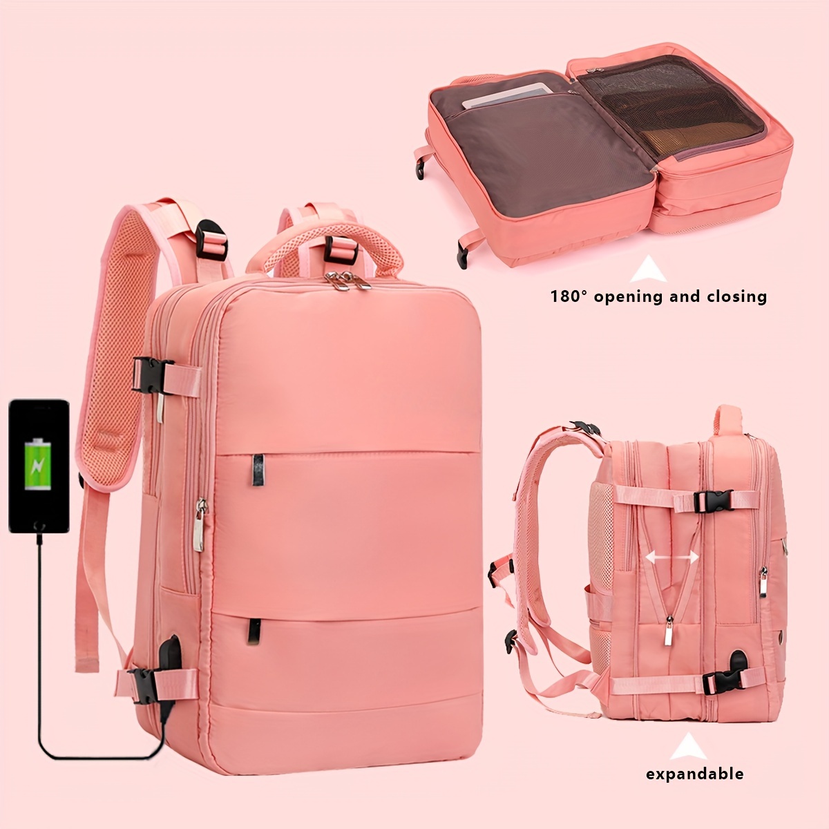  Taygeer Travel Backpack for Women, Carry On Backpack with USB  Charging Port & Shoe Pouch, TSA 15.6inch Laptop Backpack Flight Approved,  Nurse Bag Casual Daypack for Weekender Business Hiking, Pink 