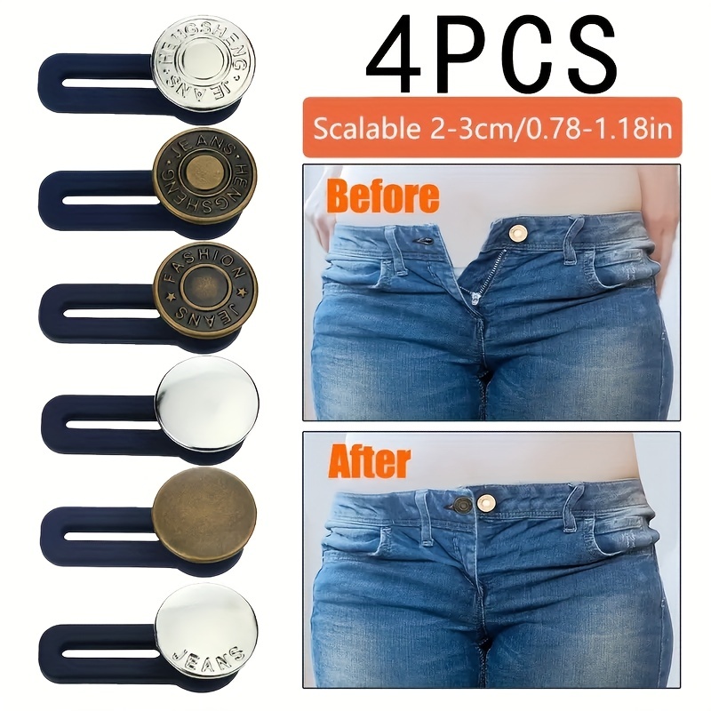 5pcc Elastic Pants Waist Extenders Adjustable Waistband Expanders Jeans  Pants Button Extender For Women & Men