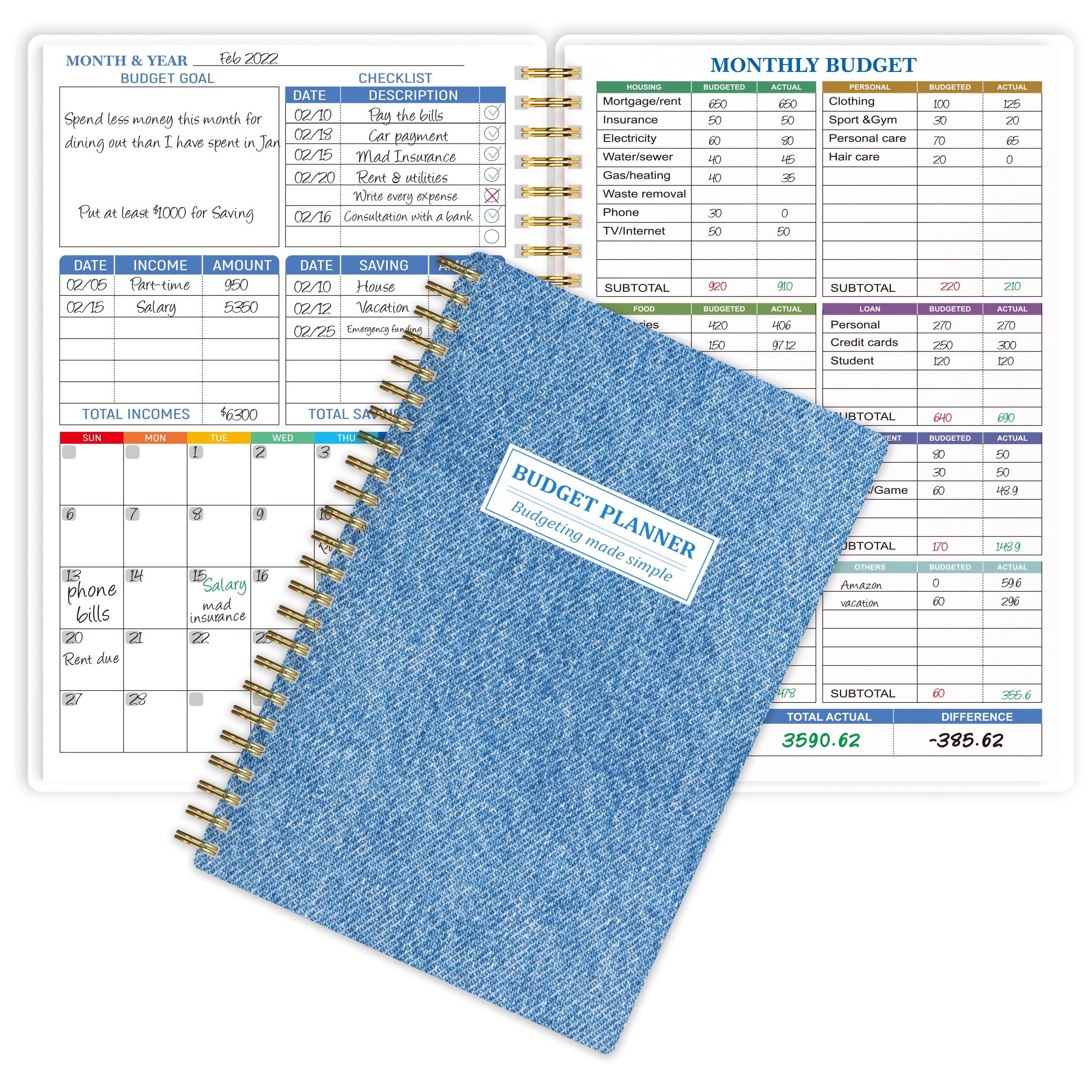 1pc Planificateur de budget mensuel Notepad - Carnet de suivi des dépenses  non daté. Journal de budgétisation mensuelle, planificateur financier et