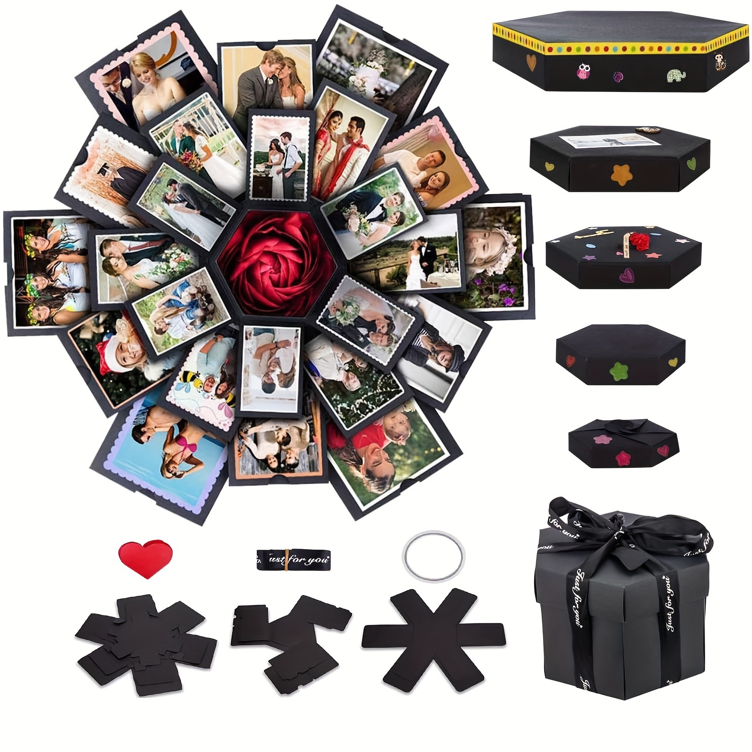 Creative Explosion Photo Bomb Box DIY Scrapbook Hexagonal Love