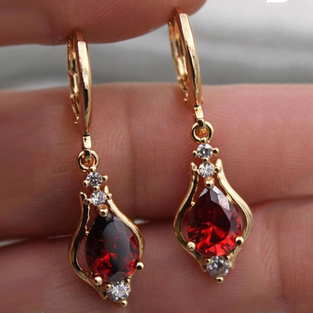Black Gold Plated CZ Multicolor Rose Red Long Butterfly Drop Earrings for  Women
