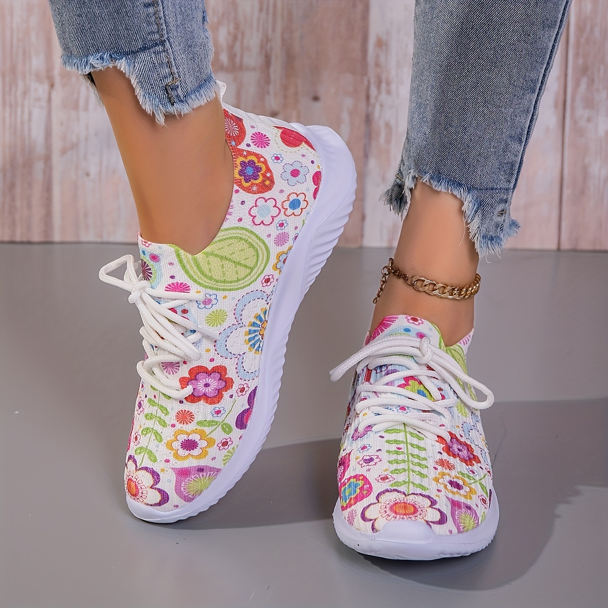 Girls sales floral trainers