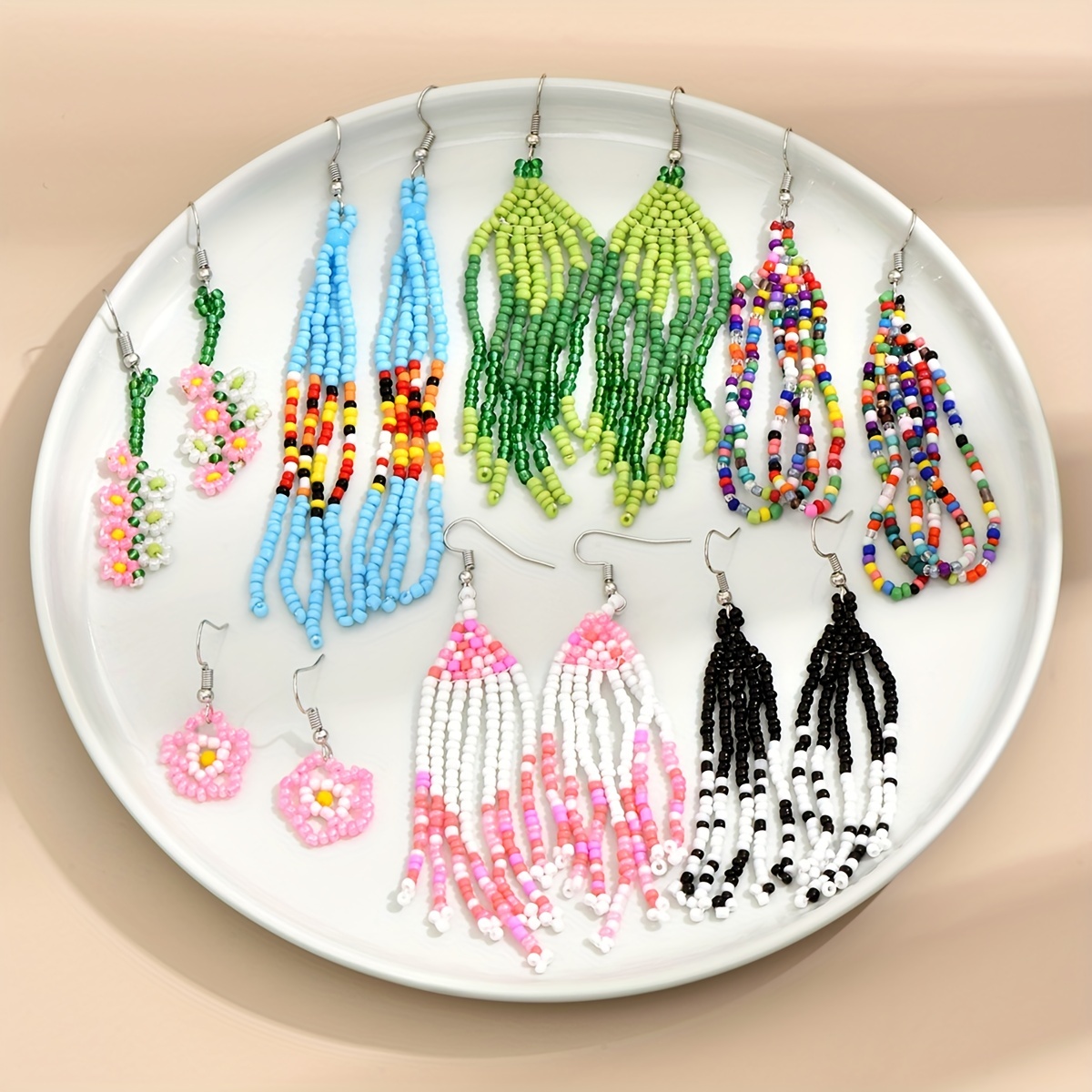 Seed bead hot sale drop earrings