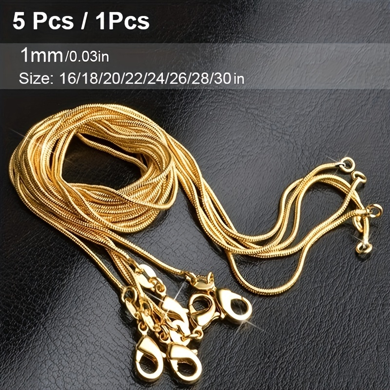 1pc Italian 2mm Flat 18K Gold Plated Punk Necklace Chain, Men's Women's DIY Link Chain Fashion Jewelry, Jewels,Temu