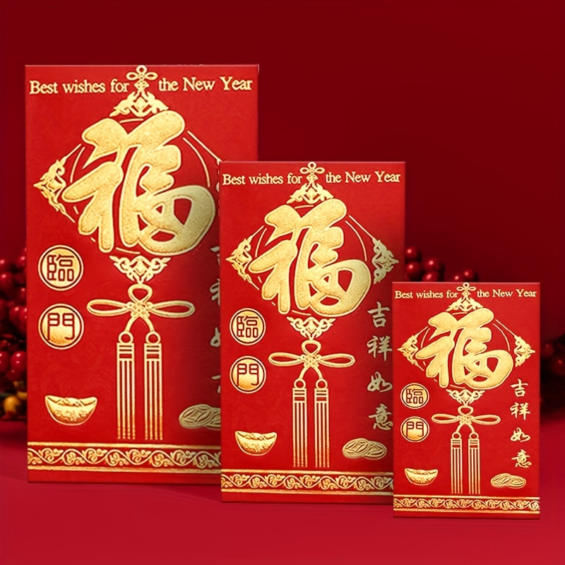 12 Pcs Chinese Red Envelopes,Thank You Cards,Cash Envelopes,Lucky Money Gift Envelopes Red Packet for Spring Festival,New Year,Birthday,Wedding,Baby