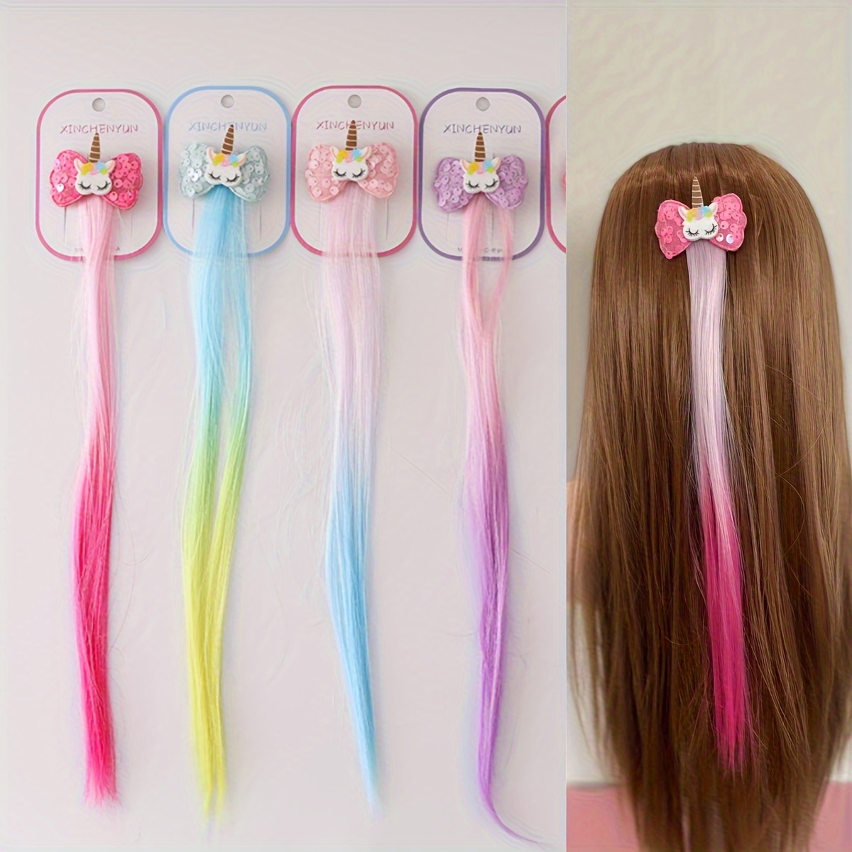 5 Pezzi Fiocco Unicorno Fermaglio Capelli Ali Paillettes Set - Temu Italy