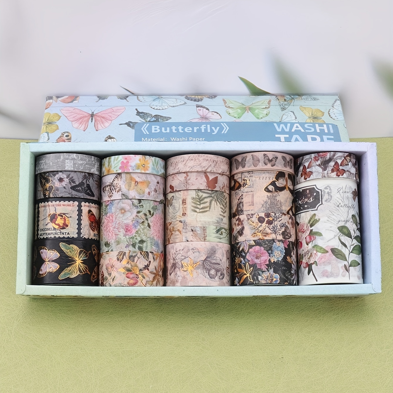 Cute Washi Tape Set, Golden Foil Kawaii Food Animals Aesthetic